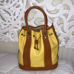 Valentina yellow and tan crossbody satchel